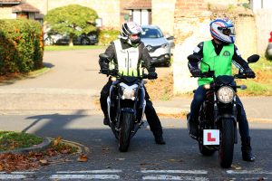 Bradley Ray, Lydd, Buildbase Suzuki, prepares for his Motorbike Road Test at Wheels Motorcycles, Peterborough, Cambridgeshire, UK.
