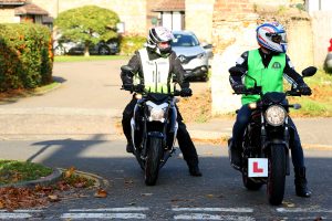 Bradley Ray, Lydd, Buildbase Suzuki, prepares for his Motorbike Road Test at Wheels Motorcycles, Peterborough, Cambridgeshire, UK.